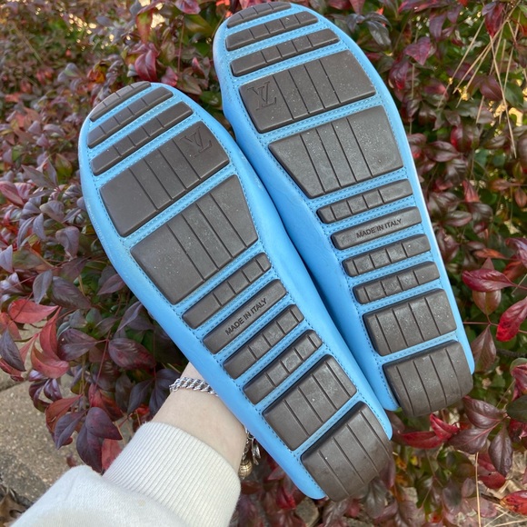 Louis Vuitton Powder Blue Leather Loafers 38 + box - Picture 5 of 7